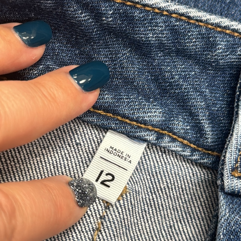 LOFT Womens 12 Jean Skirt Buttons Down Front Pockets - Picture 6 of 7